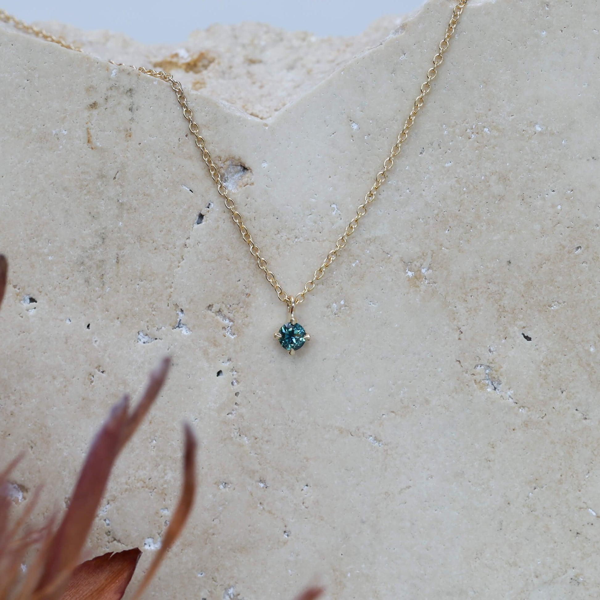 0.31ct natural Australian parti sapphire necklace on yellow gold chain