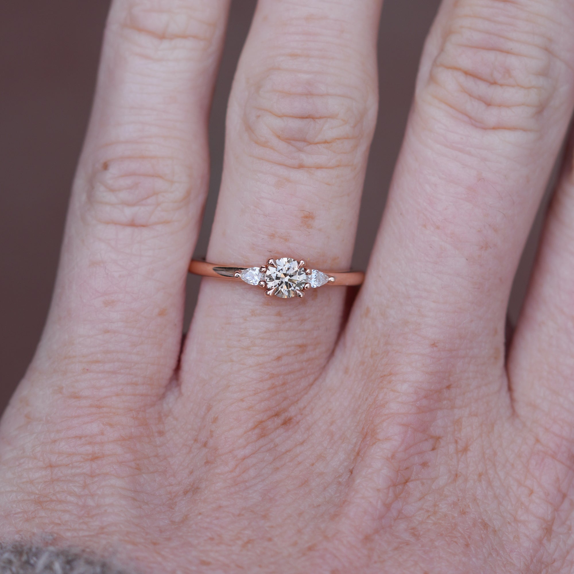 0.33ct Australian Champagne Diamond engagement ring on hand