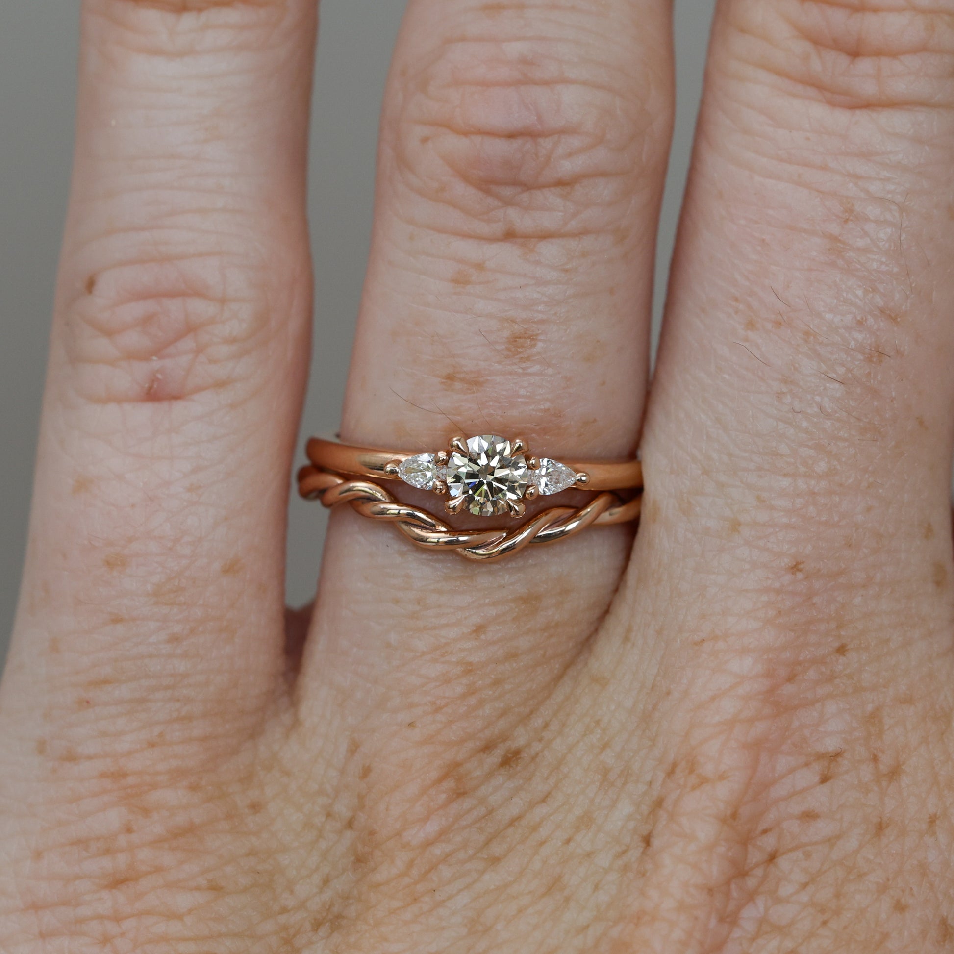 0.33ct Australian Champagne Diamond engagement ring with wedding band