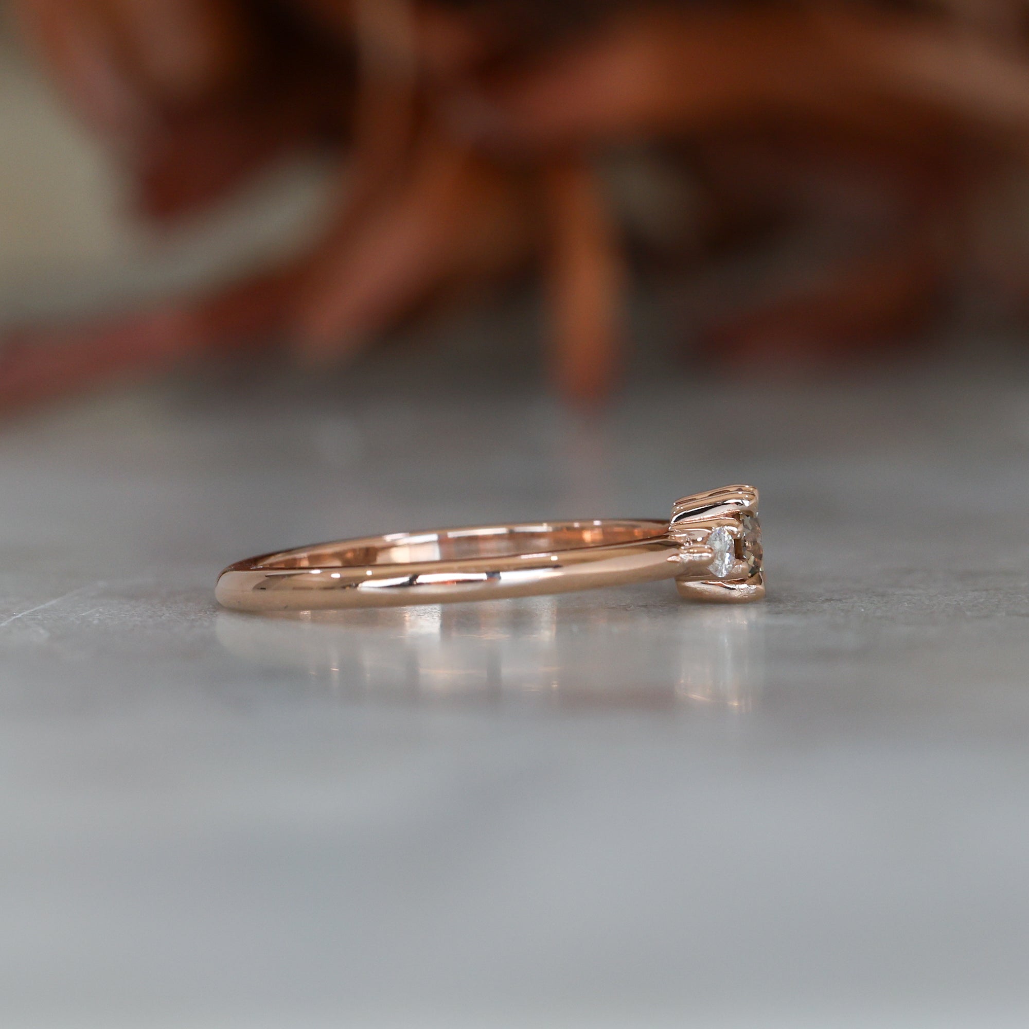 0.33ct Australian Champagne Diamond engagement ring side view