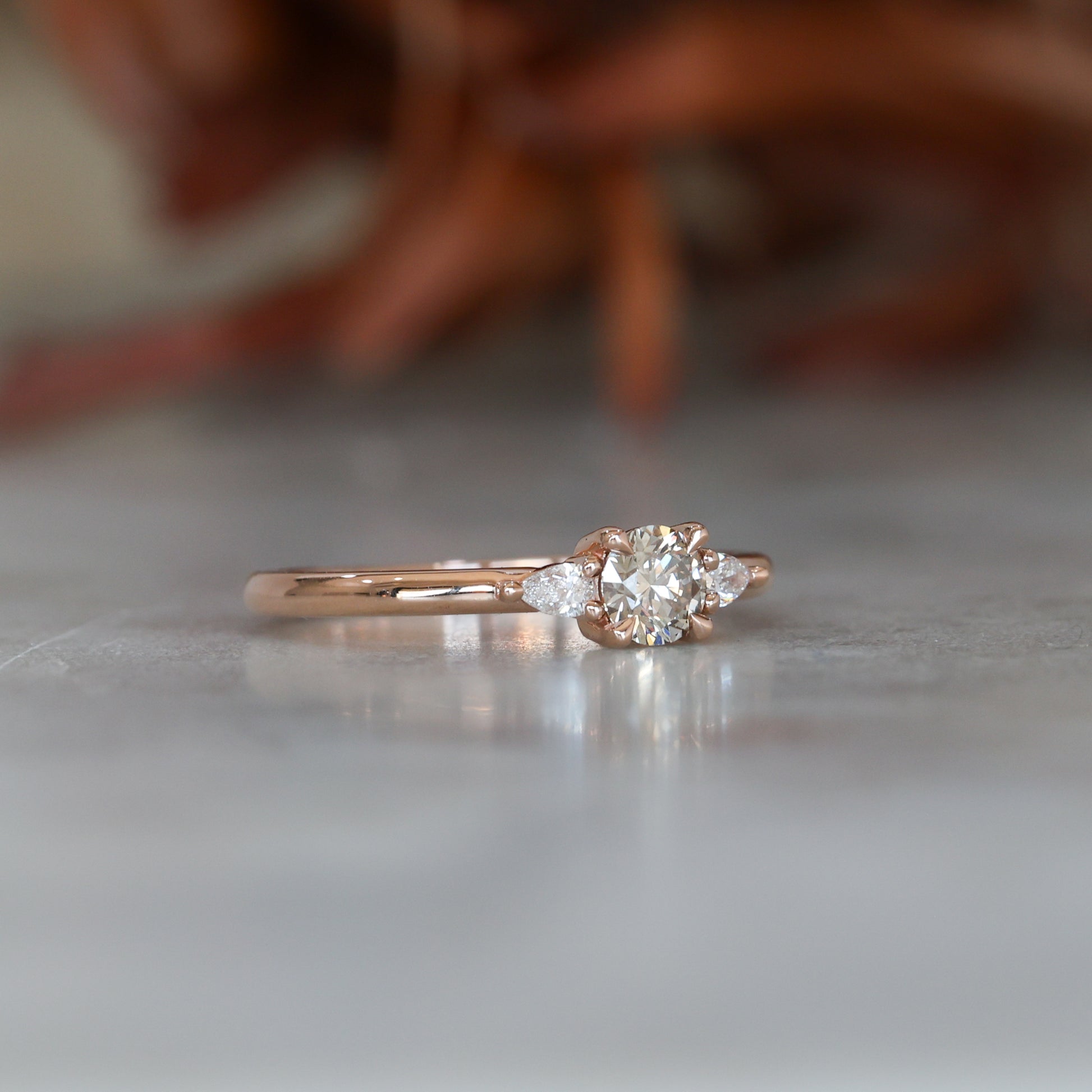 0.33ct Australian Champagne Diamond engagement ring rose gold band