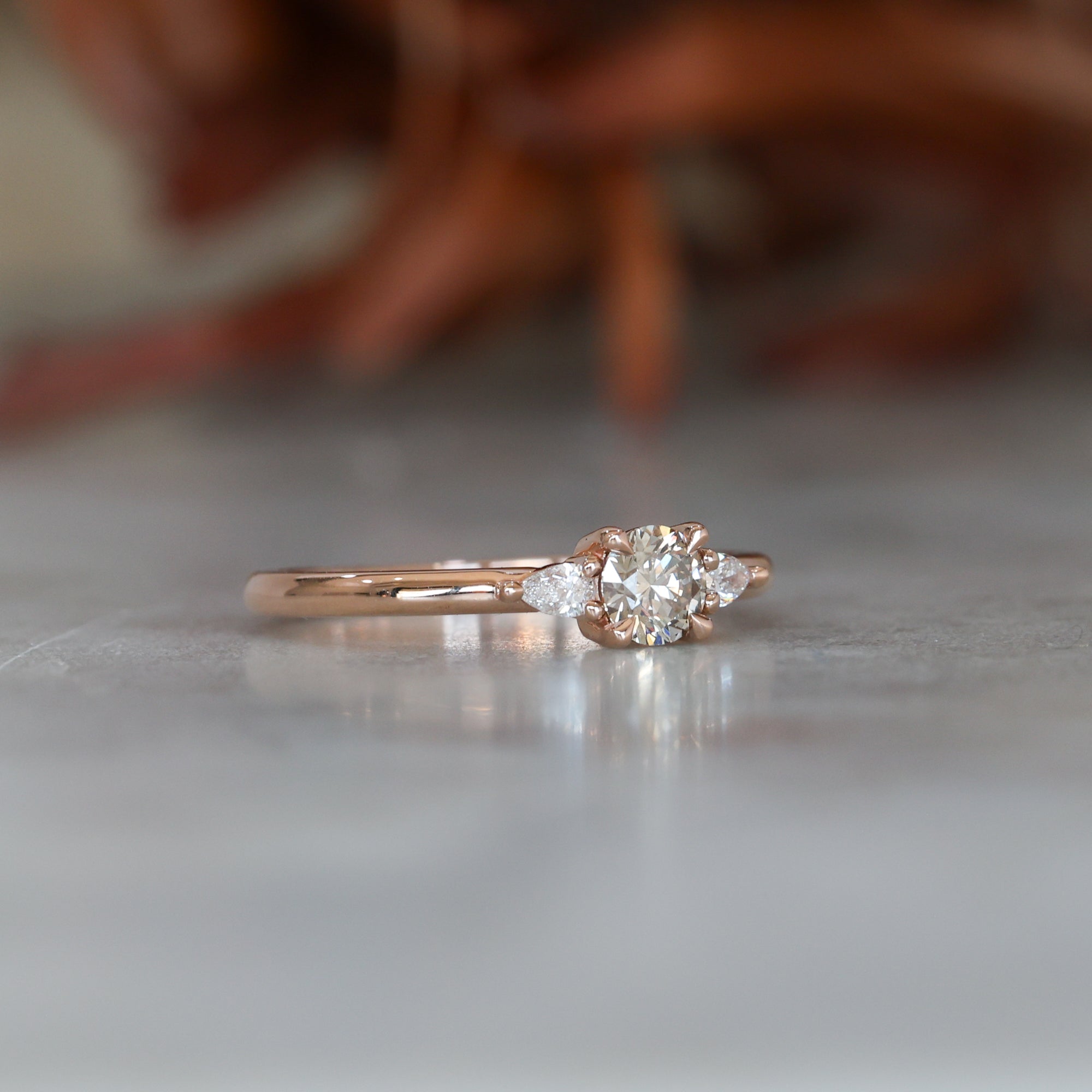 0.33ct Australian Champagne Diamond engagement ring rose gold band