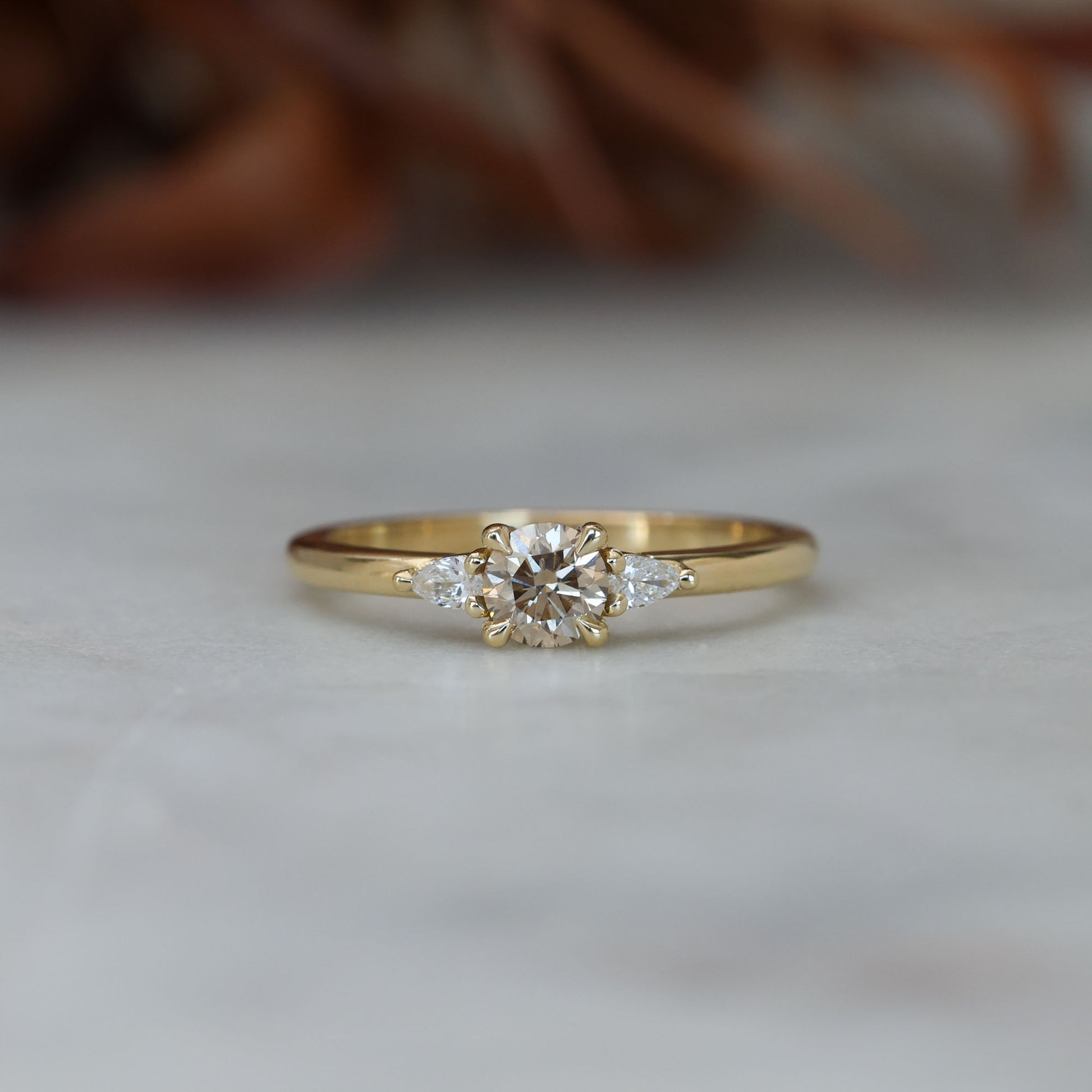 0.38ct Champagne Diamond Trilogy Engagement ring