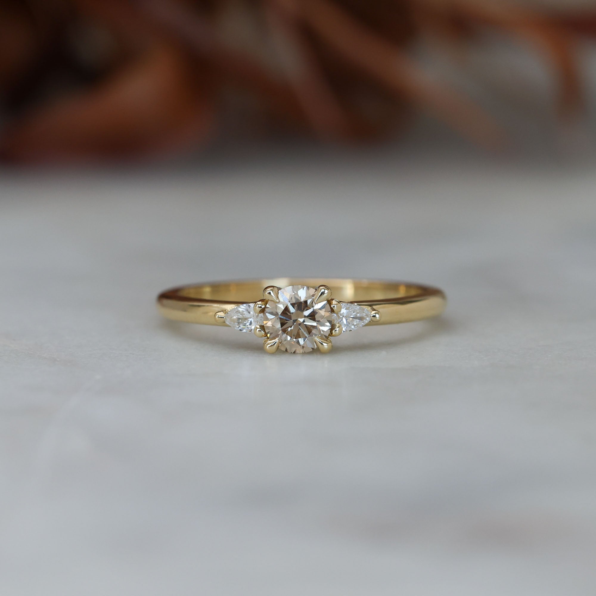 0.38ct Champagne Diamond Trilogy Engagement ring