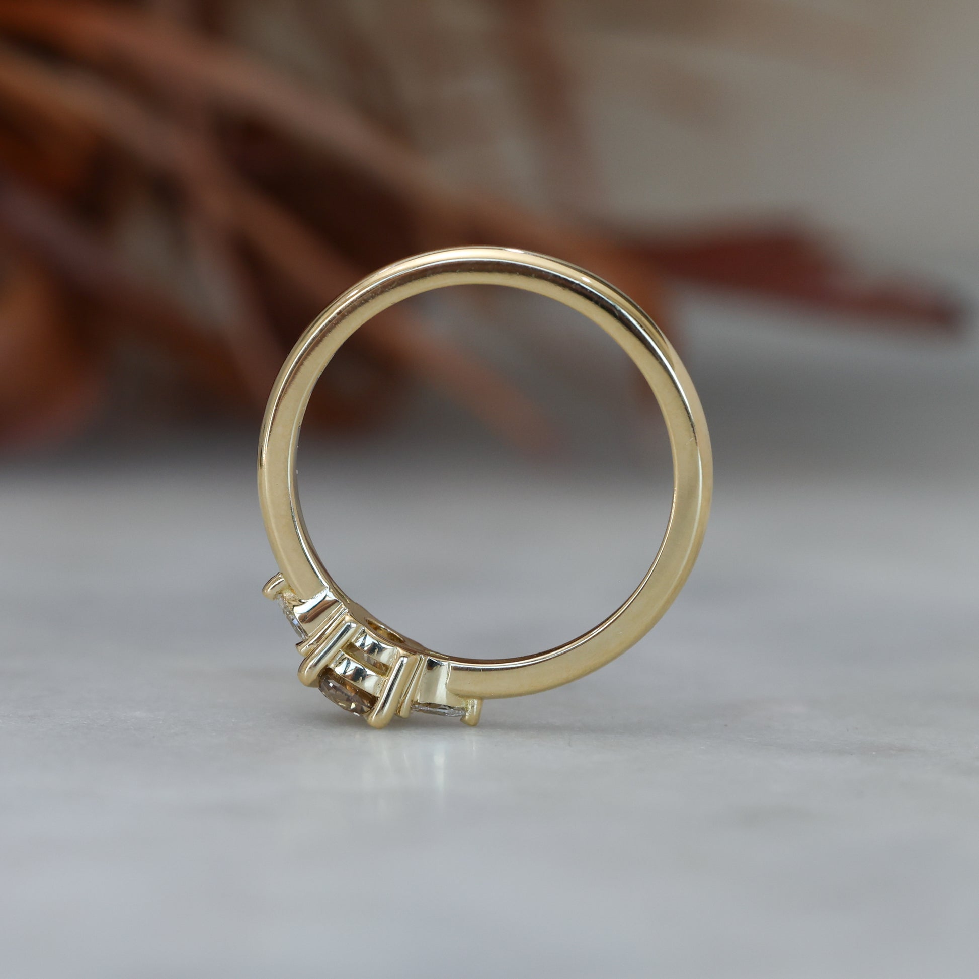 0.38ct Champagne Diamond Trilogy Engagement ring