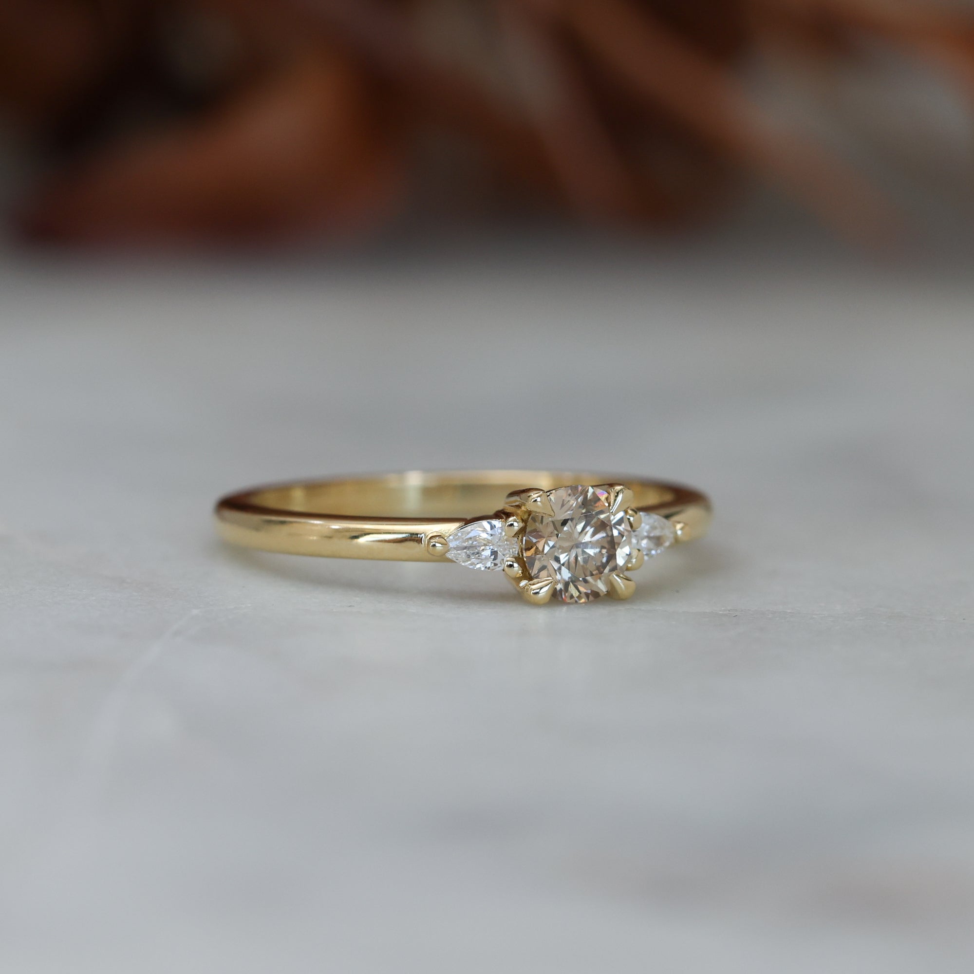 0.38ct Champagne Diamond Trilogy Engagement ring side