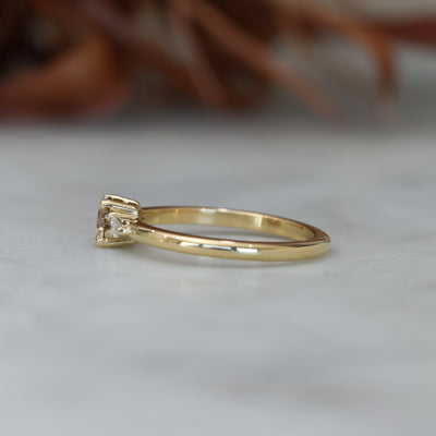 0.38ct Champagne Diamond Trilogy Engagement ring side profile