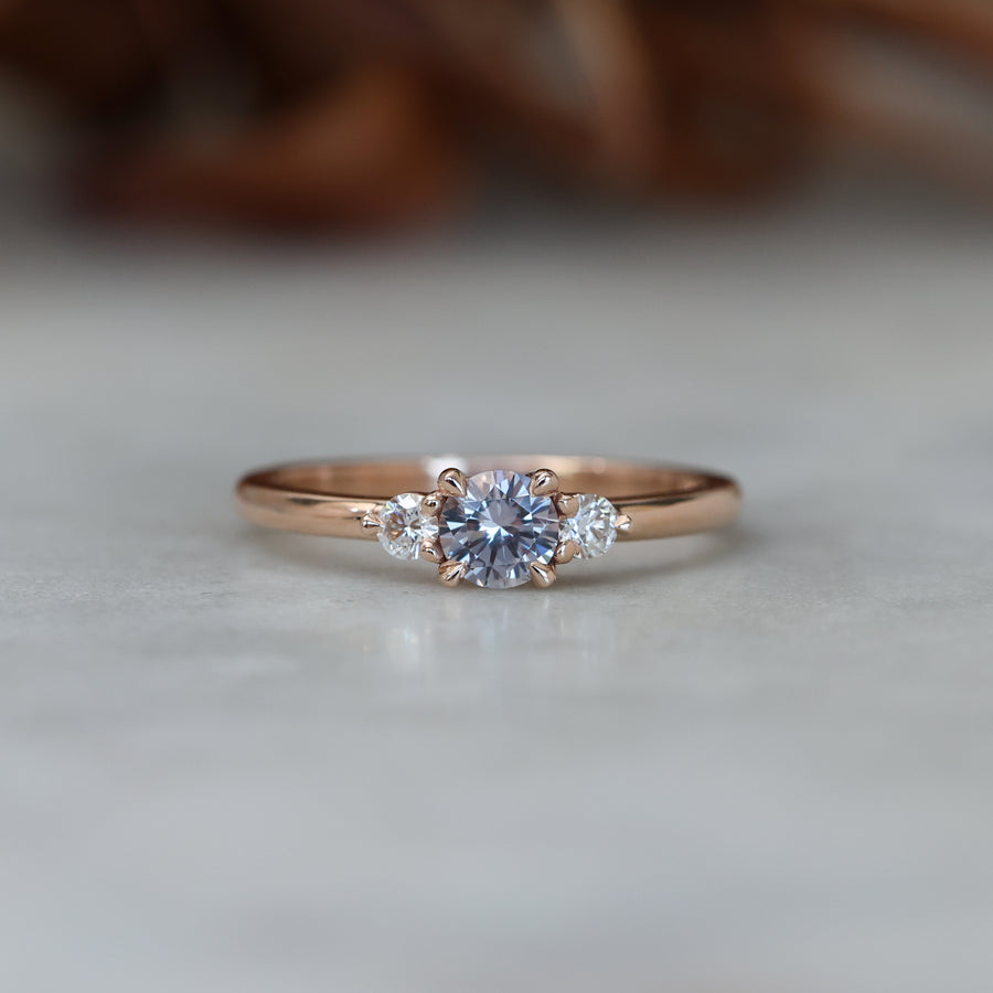 0.40ct Montana sapphire lunar trilogy engagement ring