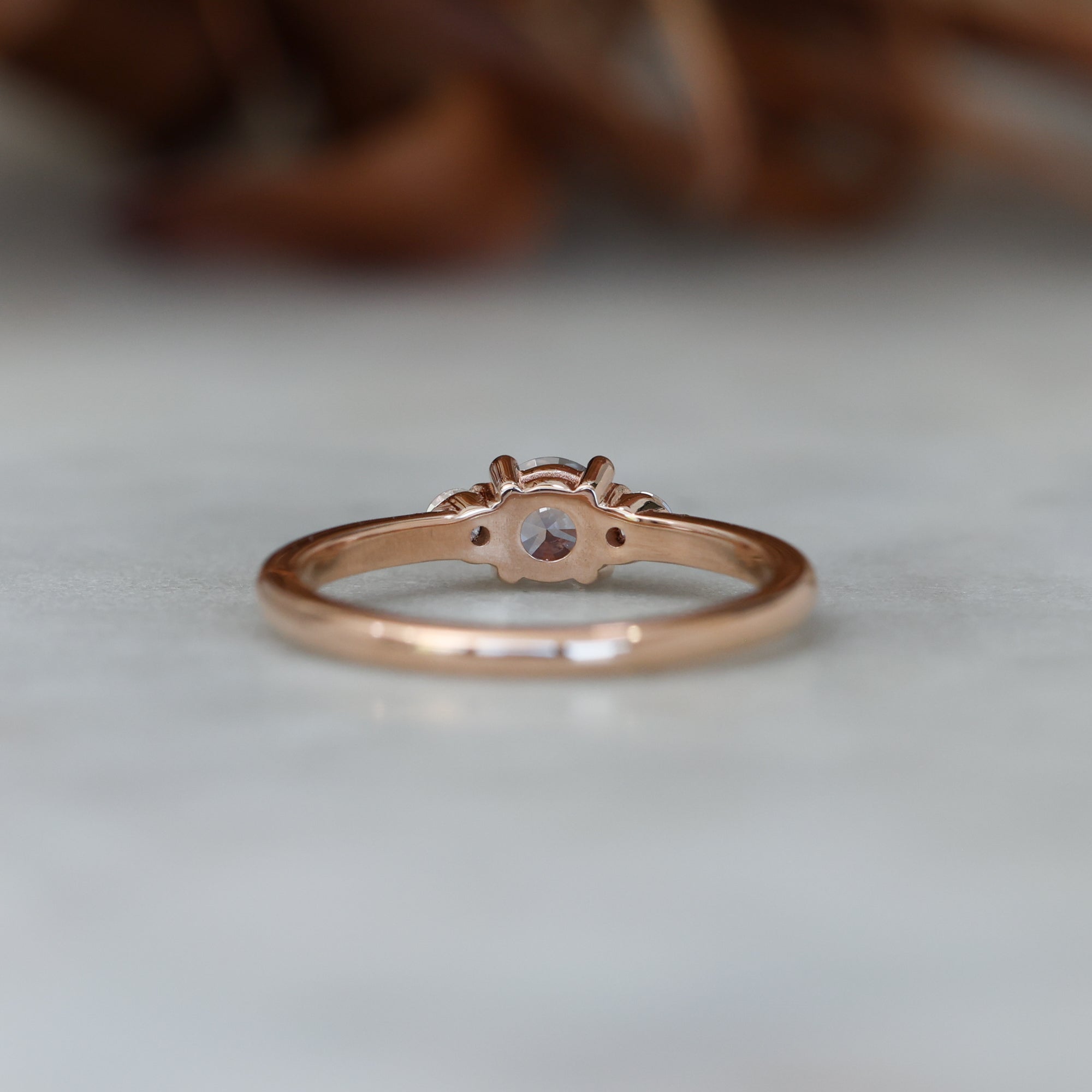 0.40ct Montana sapphire lunar trilogy engagement ring back