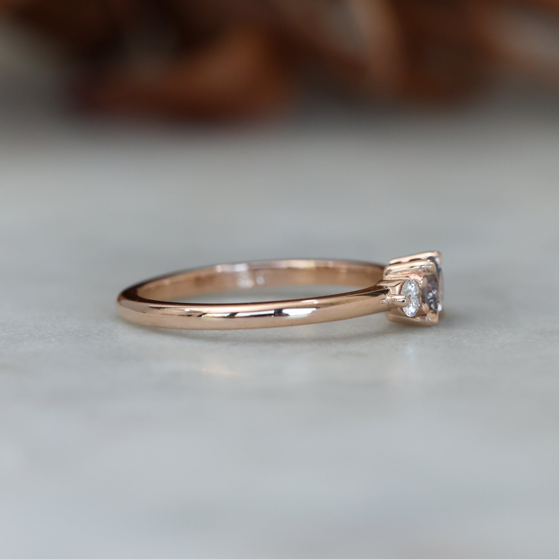 0.40ct Montana sapphire lunar trilogy engagement ring profile