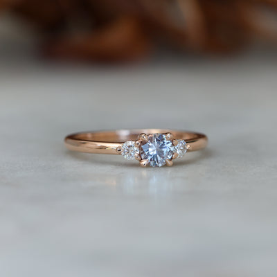 0.40ct Montana sapphire lunar trilogy engagement ring