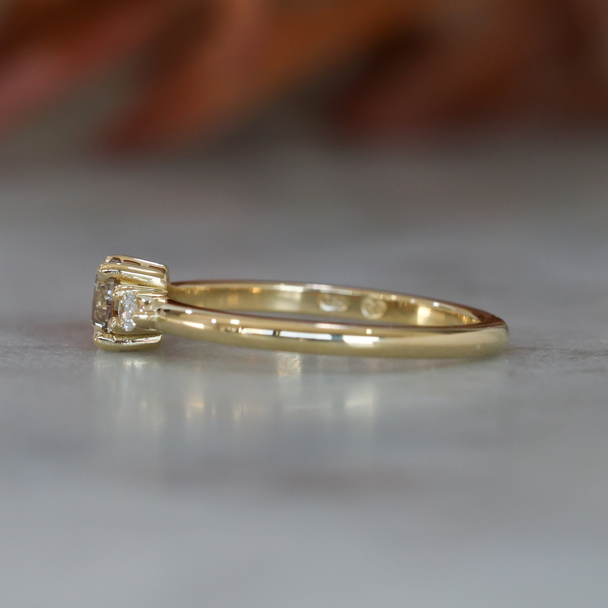 0.46ct Piccolo May trilogy Champagne Diamond engagement ring side profile