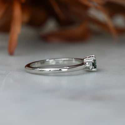 0.46ct round cut australian parti sapphire trilogy engagement ring