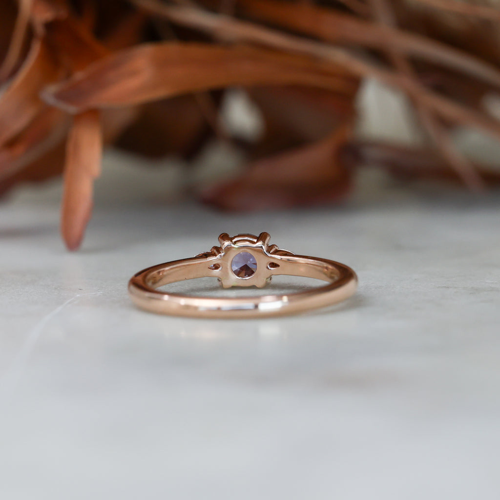 0.47ct Montana Sapphire trilogy engagement ring