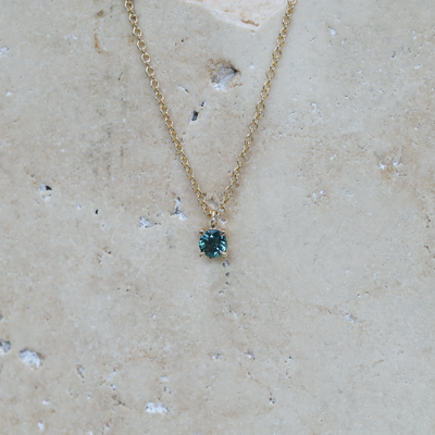 0.48CT ROUND PARTI SAPPHIRE / NECKLACE
