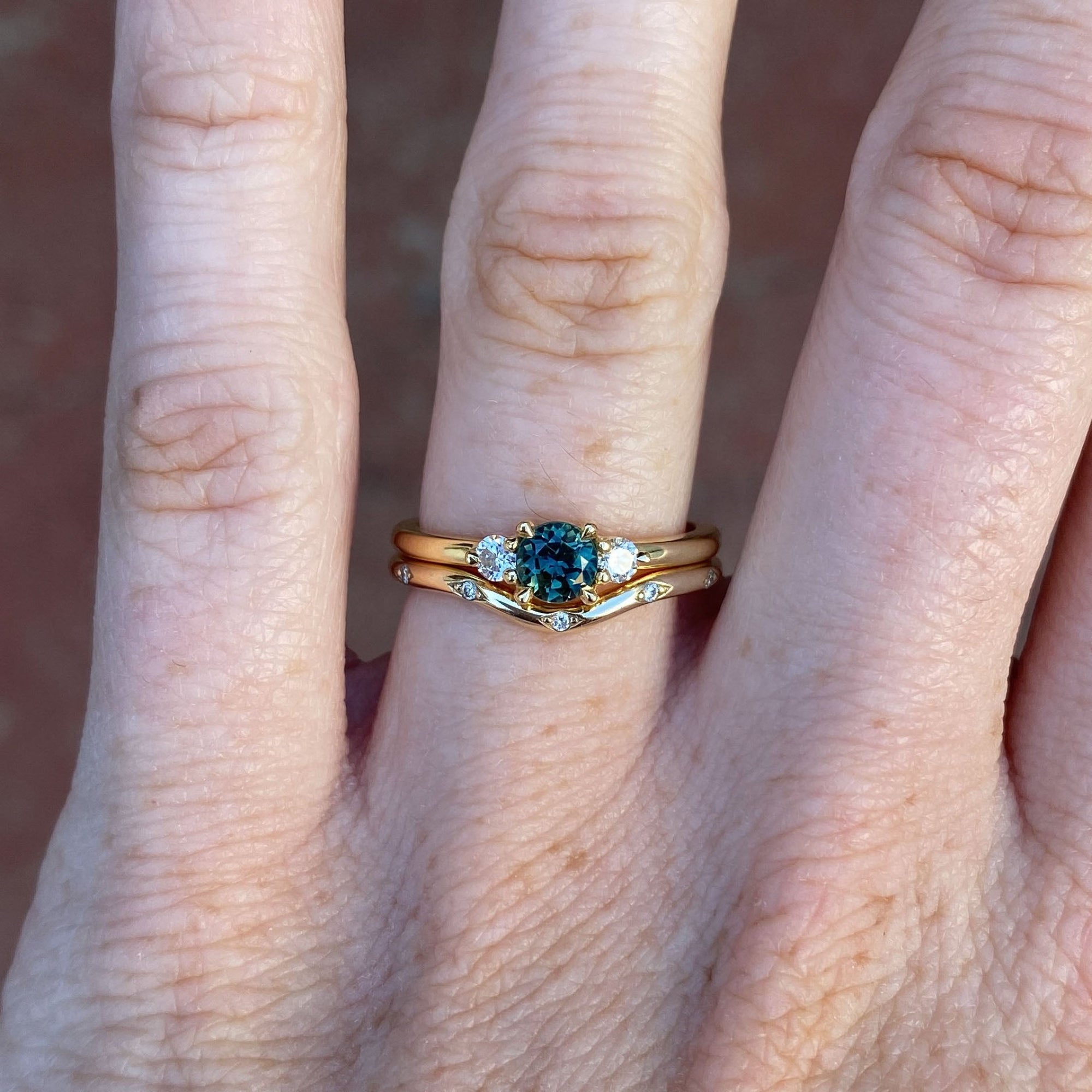 0.50ct Australian Parti Sapphire engagement ring with wedding band