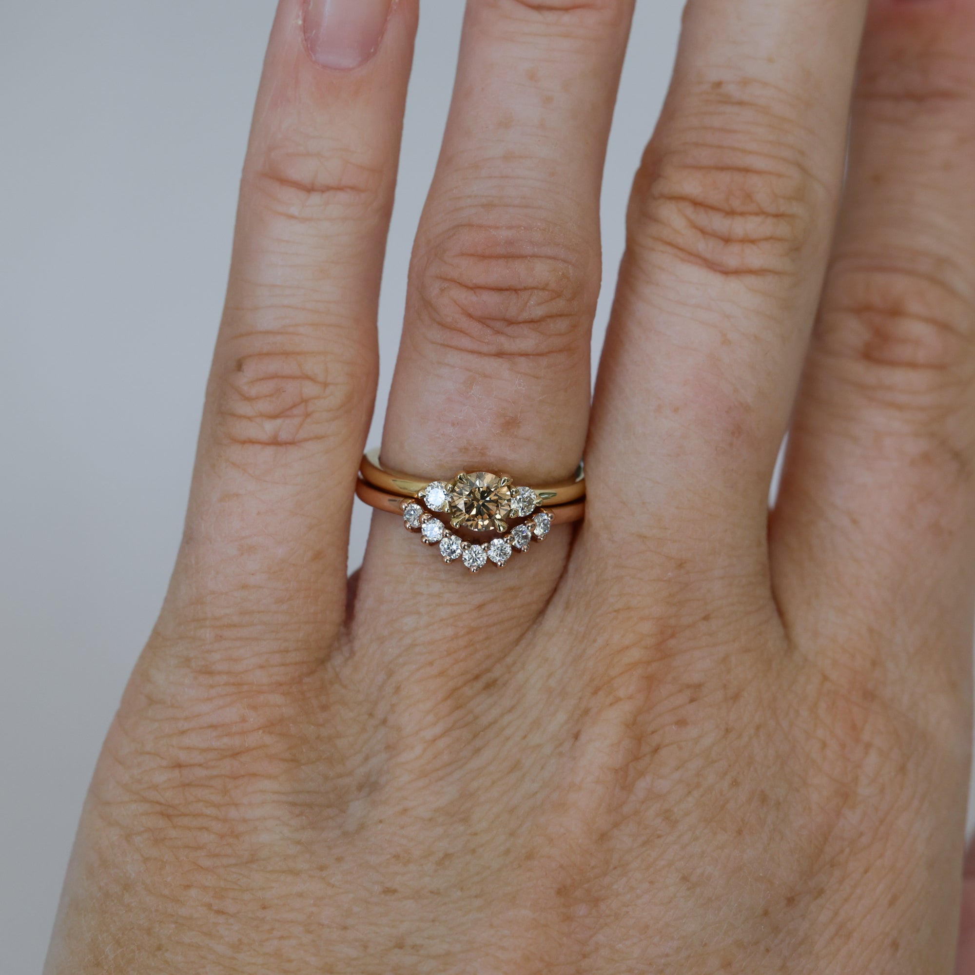 0.50ct Champagne Diamond engagement ring on hand