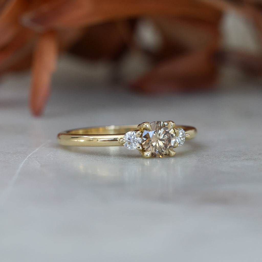 0.50ct Champagne Diamond engagement ring on a yellow gold band