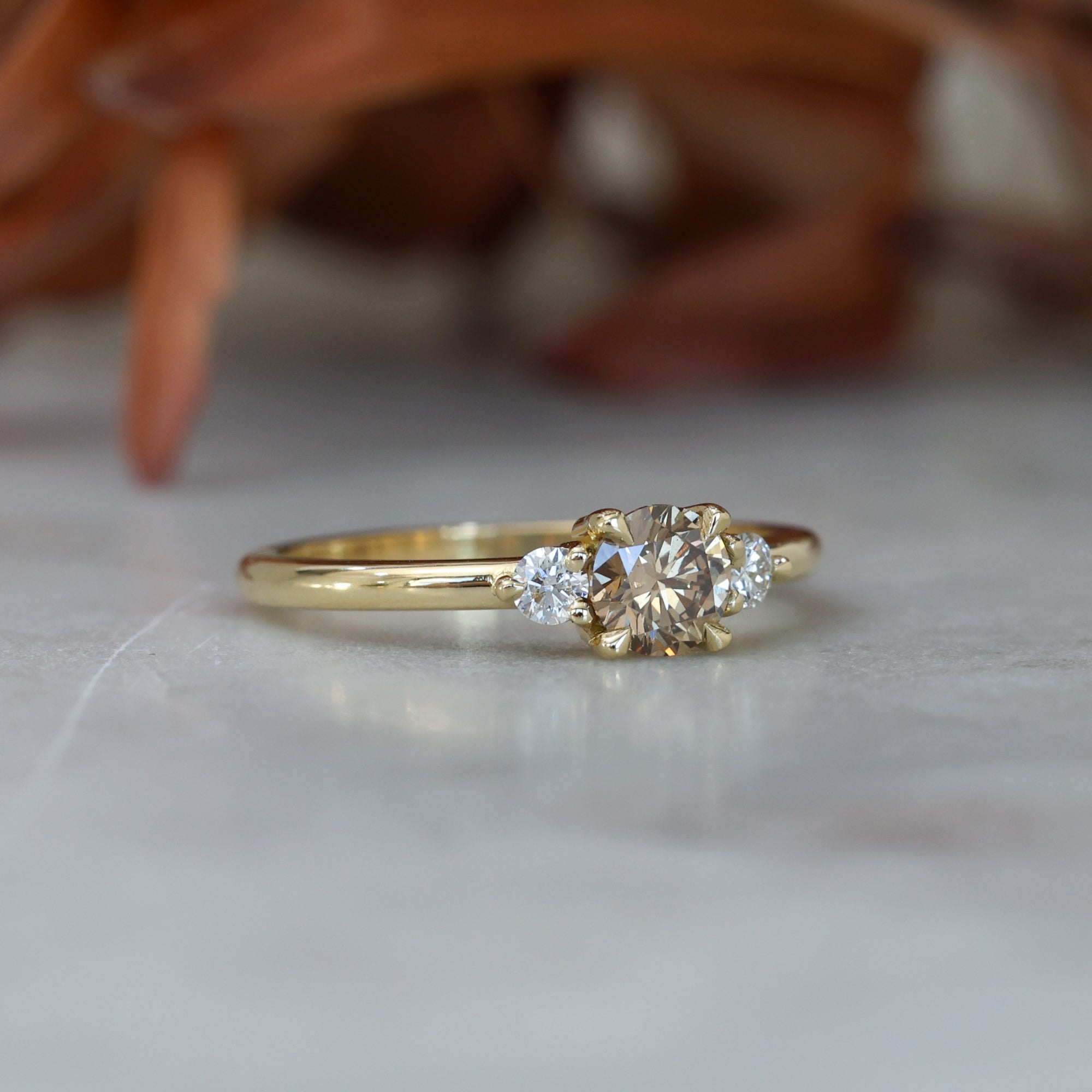 0.50ct Champagne Diamond engagement ring on a yellow gold band