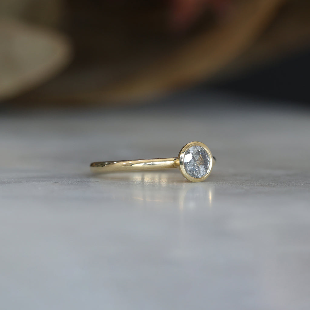 0.50ct Salt & pepper diamond bezel engagement ring