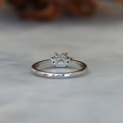 0.50ct round cut lunar trilogy engagement ring in platinum