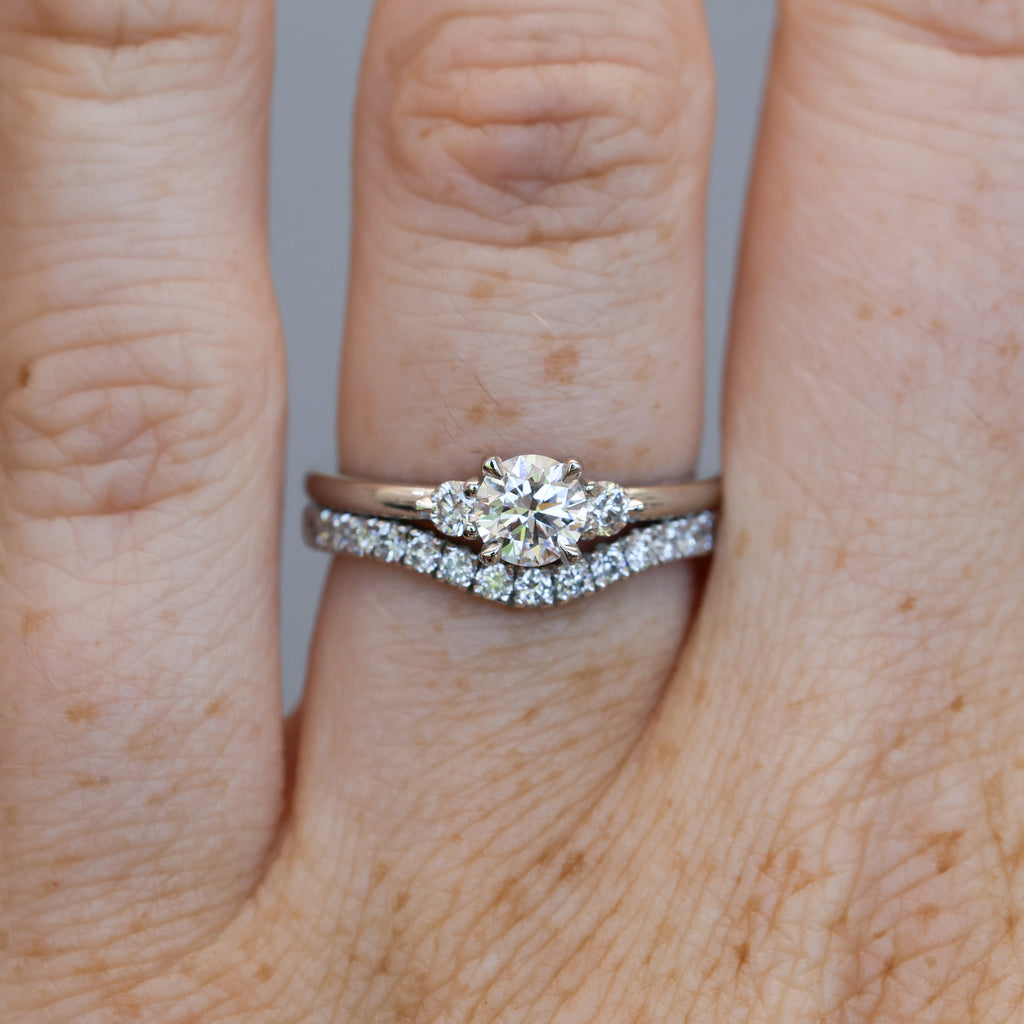 0.50ct round cut lunar trilogy engagement ring in platinum