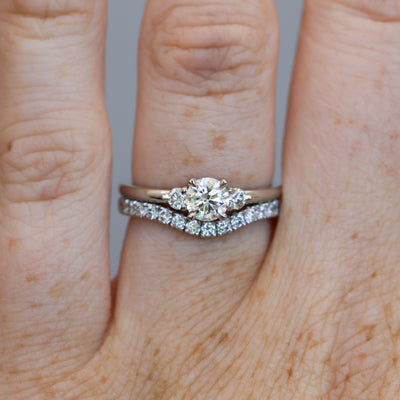 0.50ct round cut lunar trilogy engagement ring in platinum