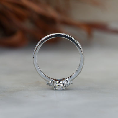 0.50ct round cut lunar trilogy engagement ring in platinum