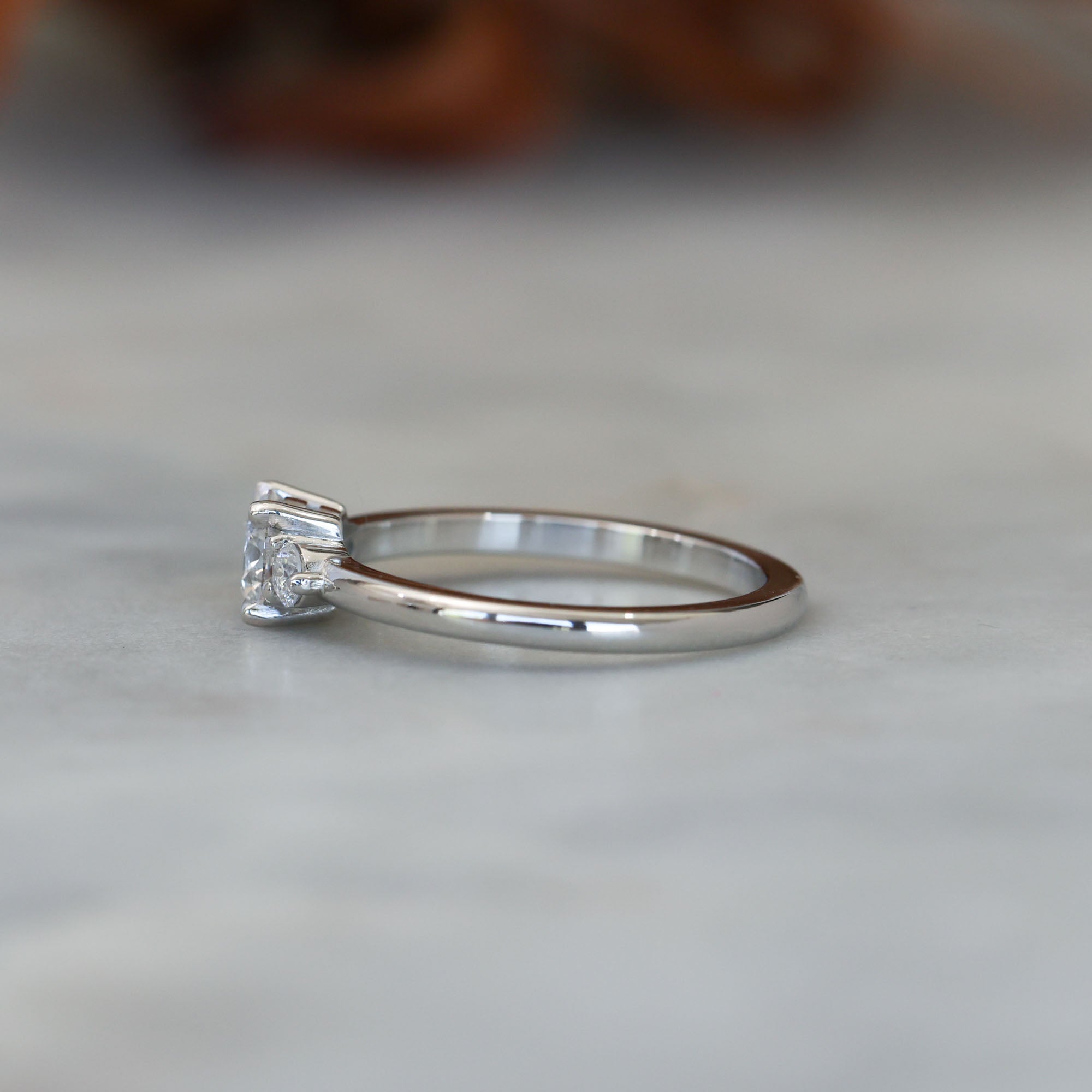 0.50ct round cut lunar trilogy engagement ring in platinum