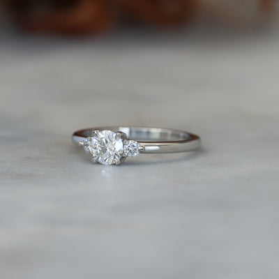 0.50ct round cut lunar trilogy engagement ring in platinum