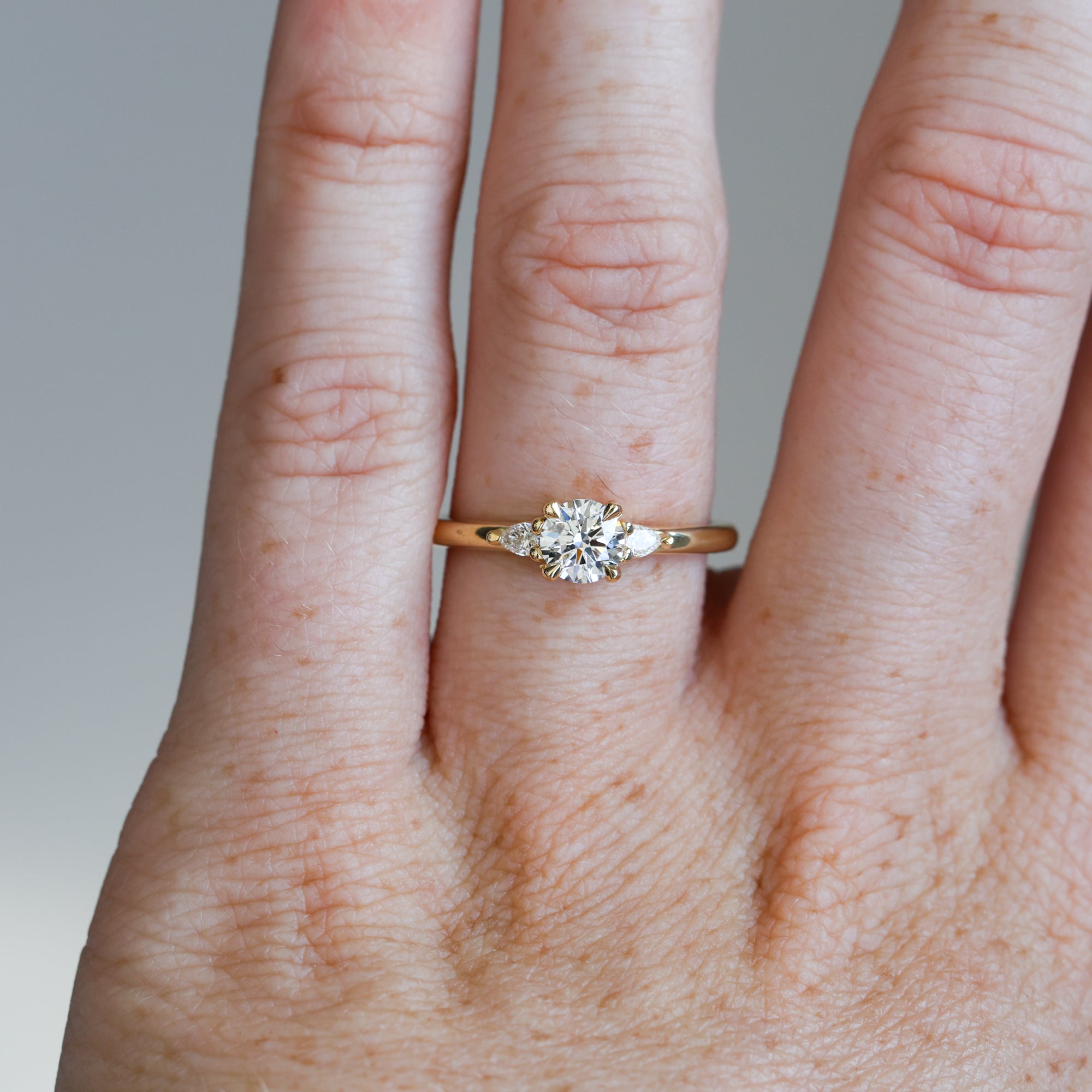 0.53ct Round Cut Diamond Engagement Ring on hand