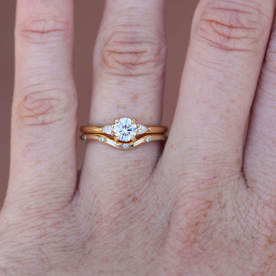 0.53ct Round Cut Diamond Engagement Ring with wedding band