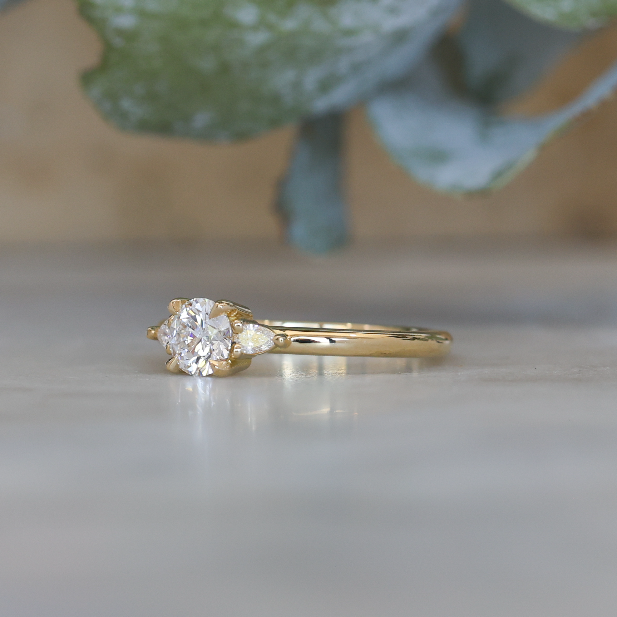 0.53ct Round Cut Diamond Engagement Ring side front