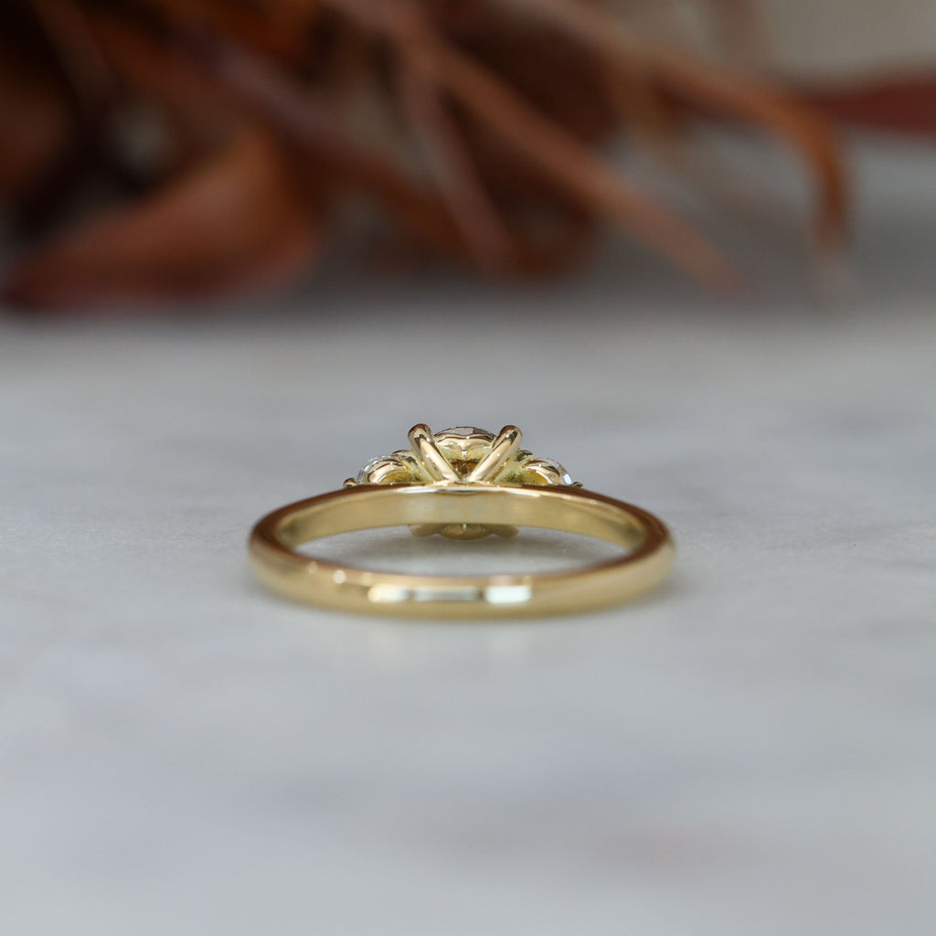 0.62ct Champagne diamond trilogy engagement ring back