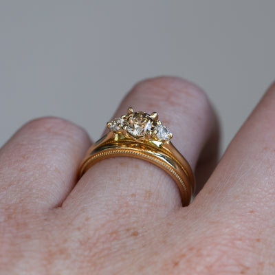 0.62ct Champagne diamond trilogy engagement ring setting