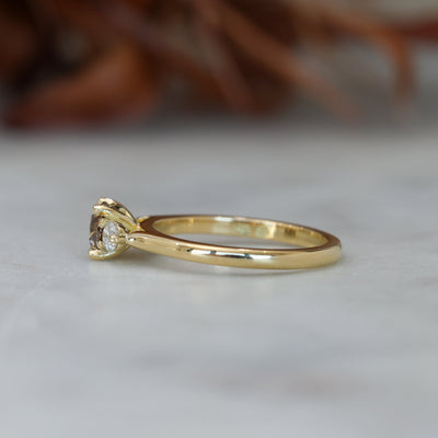 0.62ct Champagne diamond trilogy engagement ring side profile