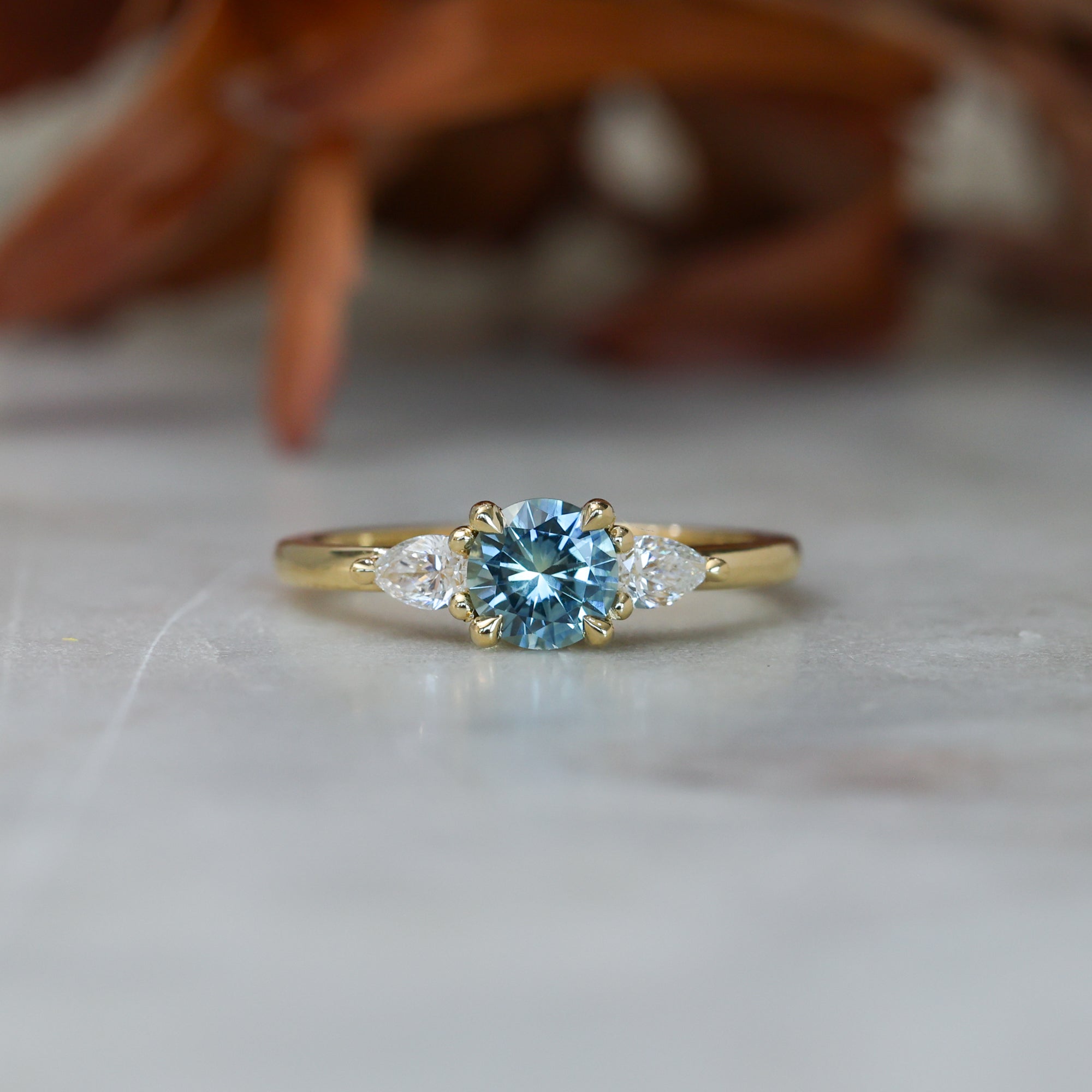 0.72ct Montana Sapphire engagement ring in yellow gold