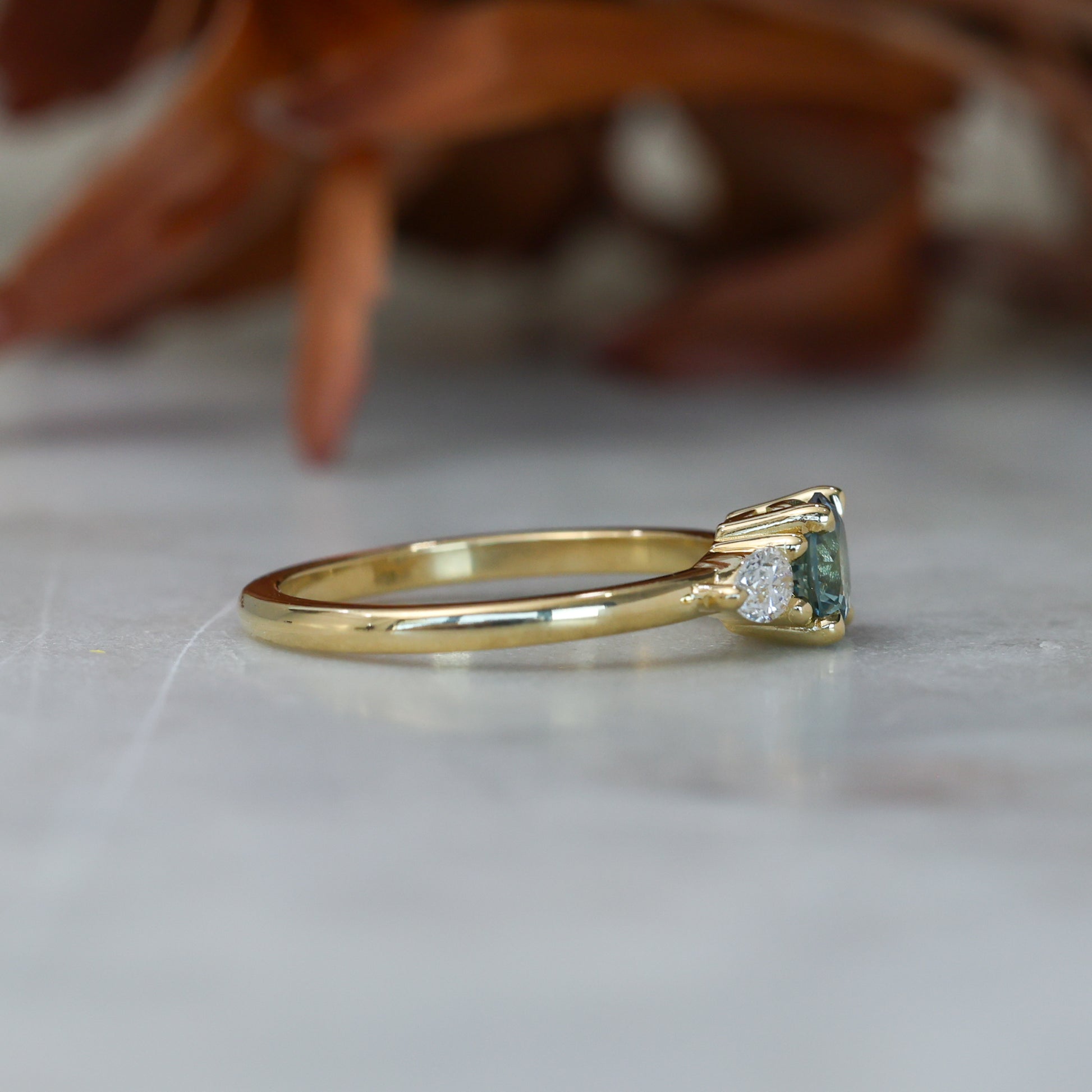 0.72ct Montana Sapphire engagement ring in yellow gold