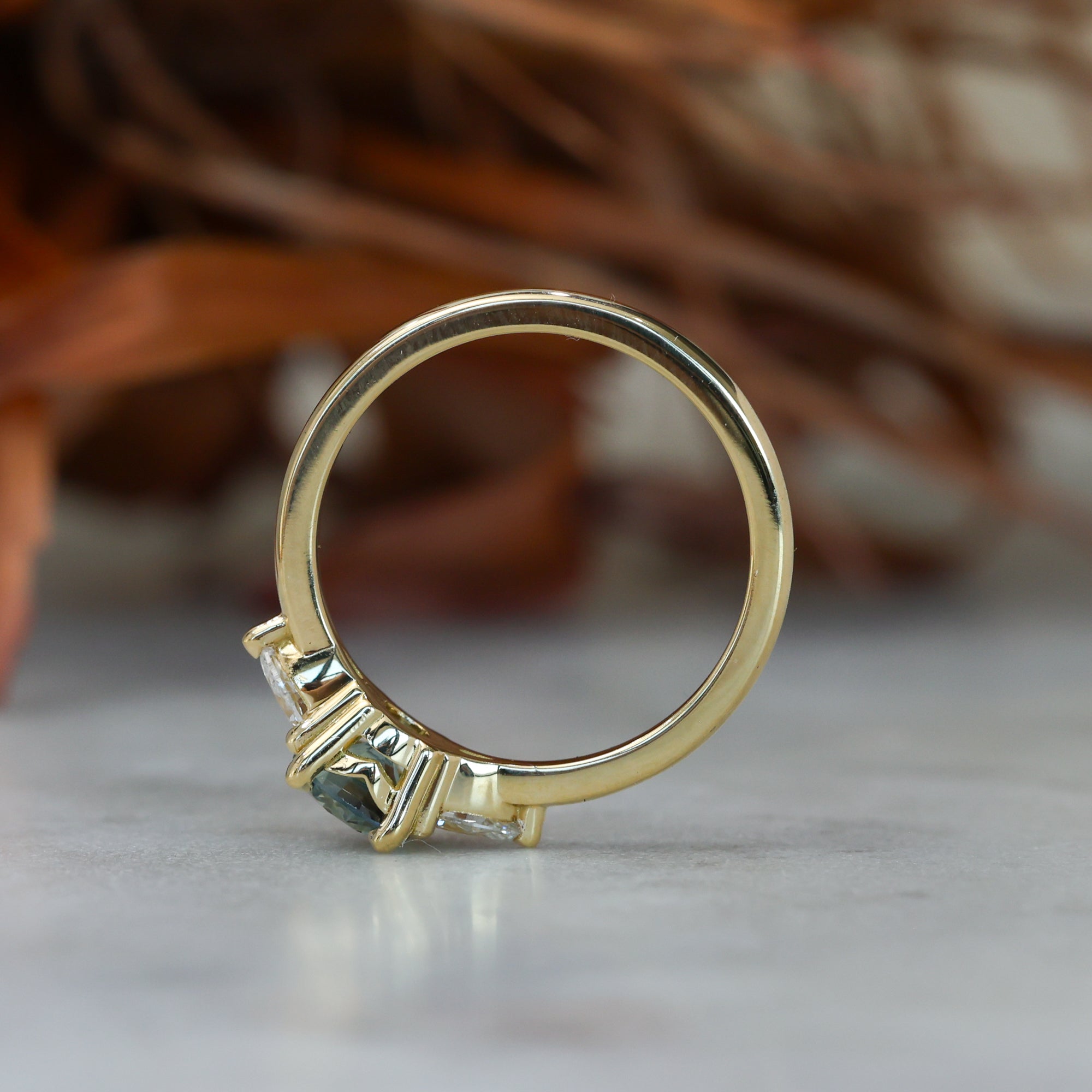 0.72ct Montana Sapphire engagement ring in yellow gold