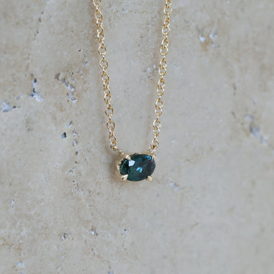 0.75ct Oval Cut Australian Parti Sapphire Necklace
