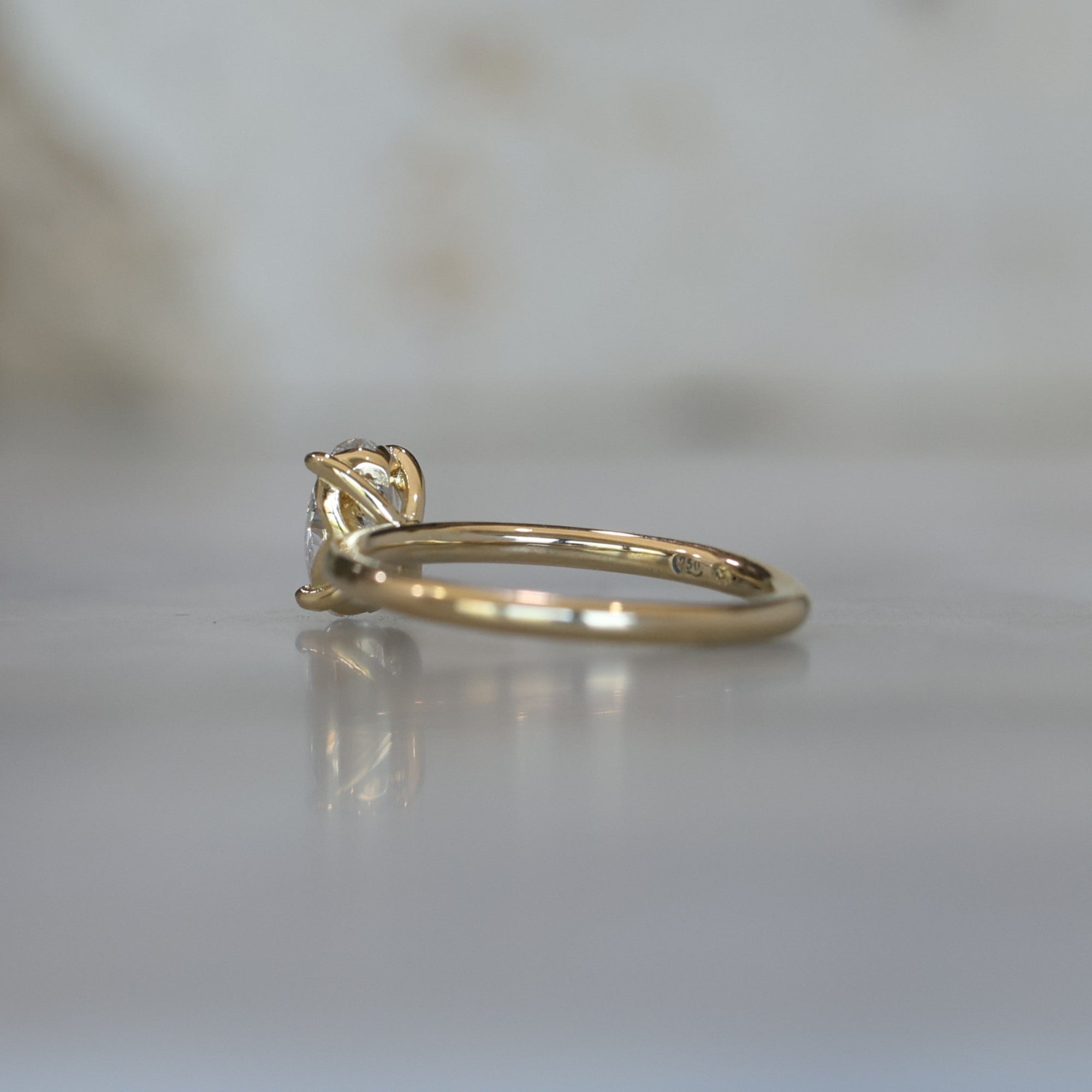 0.76ct Oval Cut Diamond Solitaire engagement ring back view