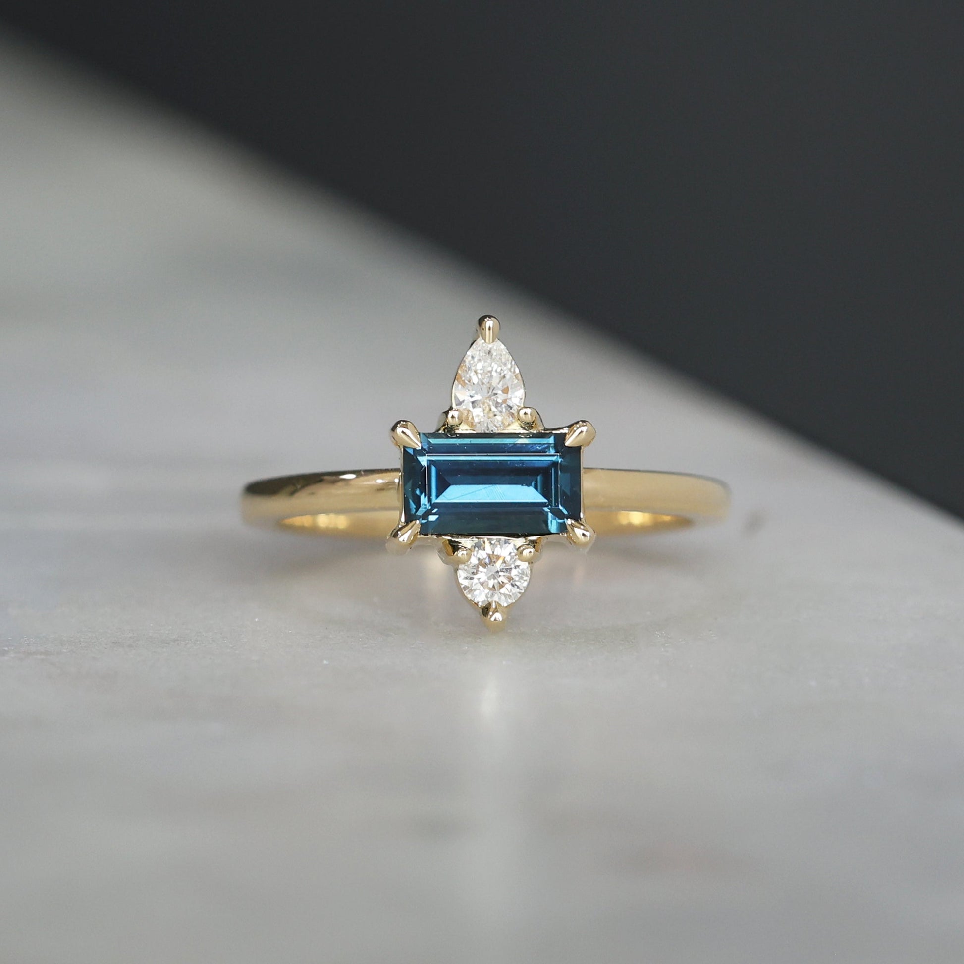 0.80ct Australian Parti Sapphire & Diamond Trio engagement ring