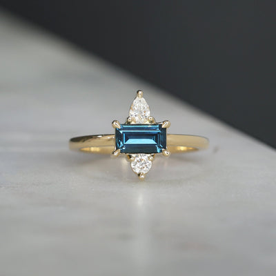 0.80ct Australian Parti Sapphire & Diamond Trio engagement ring