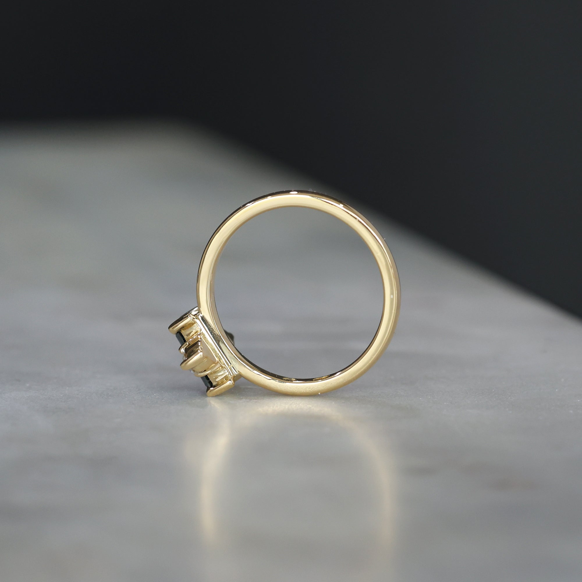 0.80ct Australian Parti Sapphire & Diamond Trio engagement ring profile