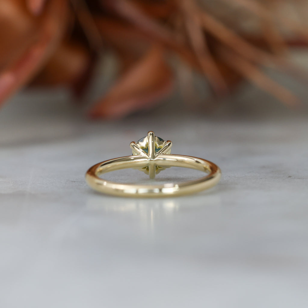 0.80ct Australian Parti Sapphire engagement ring with diamond band