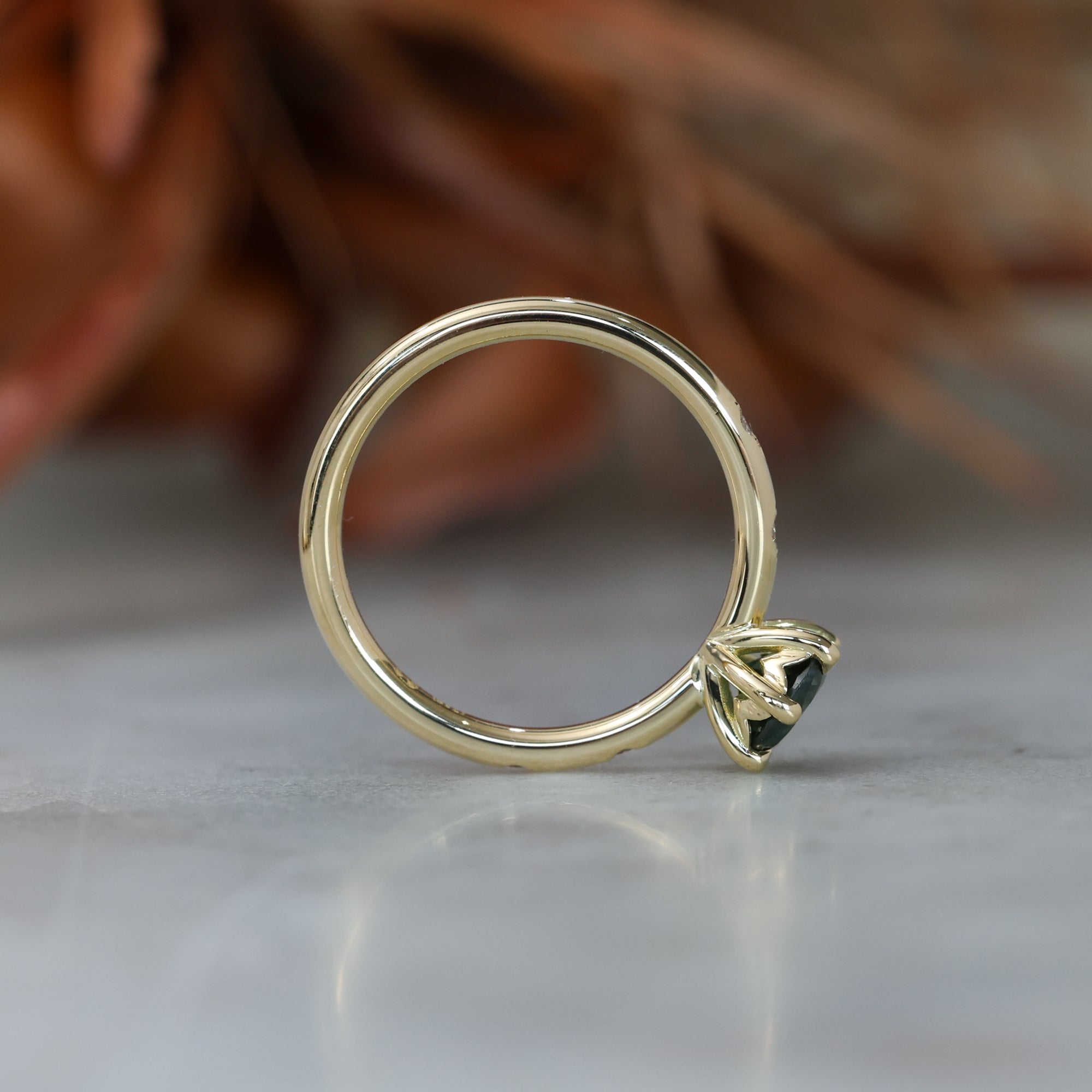 0.80ct Australian Parti Sapphire engagement ring with diamond band