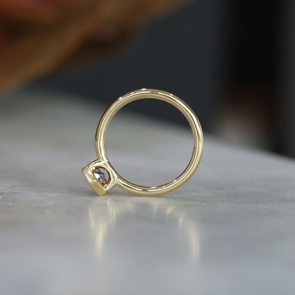 0.80ct Elongated Hexagon Grey Sapphire Solitaire engagement ring