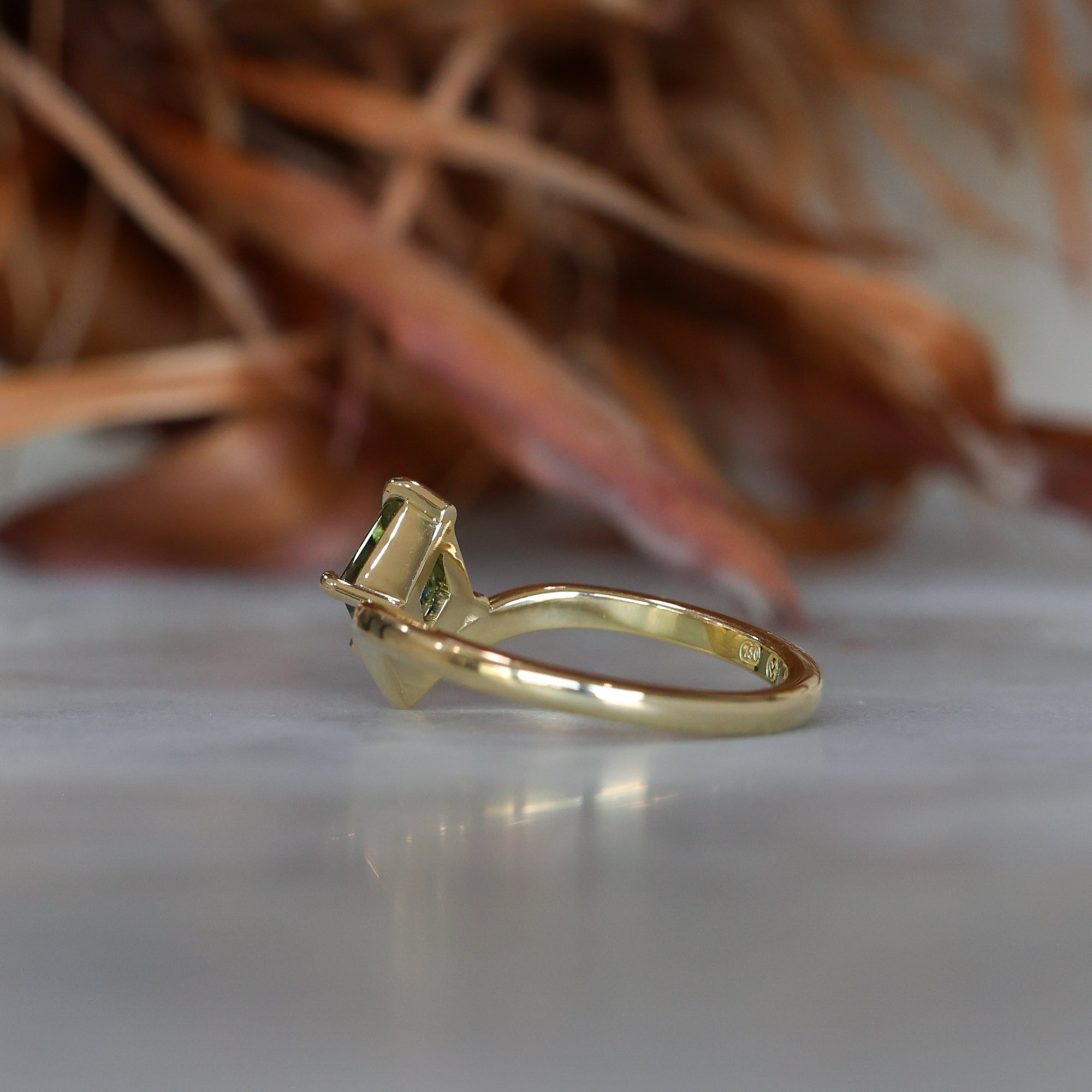 0.80ct Kite cut australian parti sapphire engagement ring back