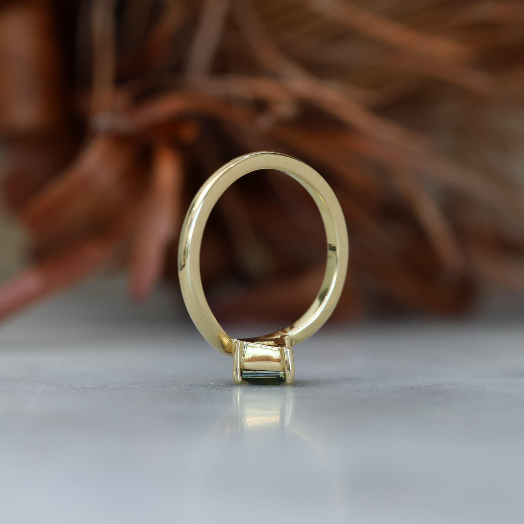 0.80ct Kite cut australian parti sapphire engagement ring profile setting