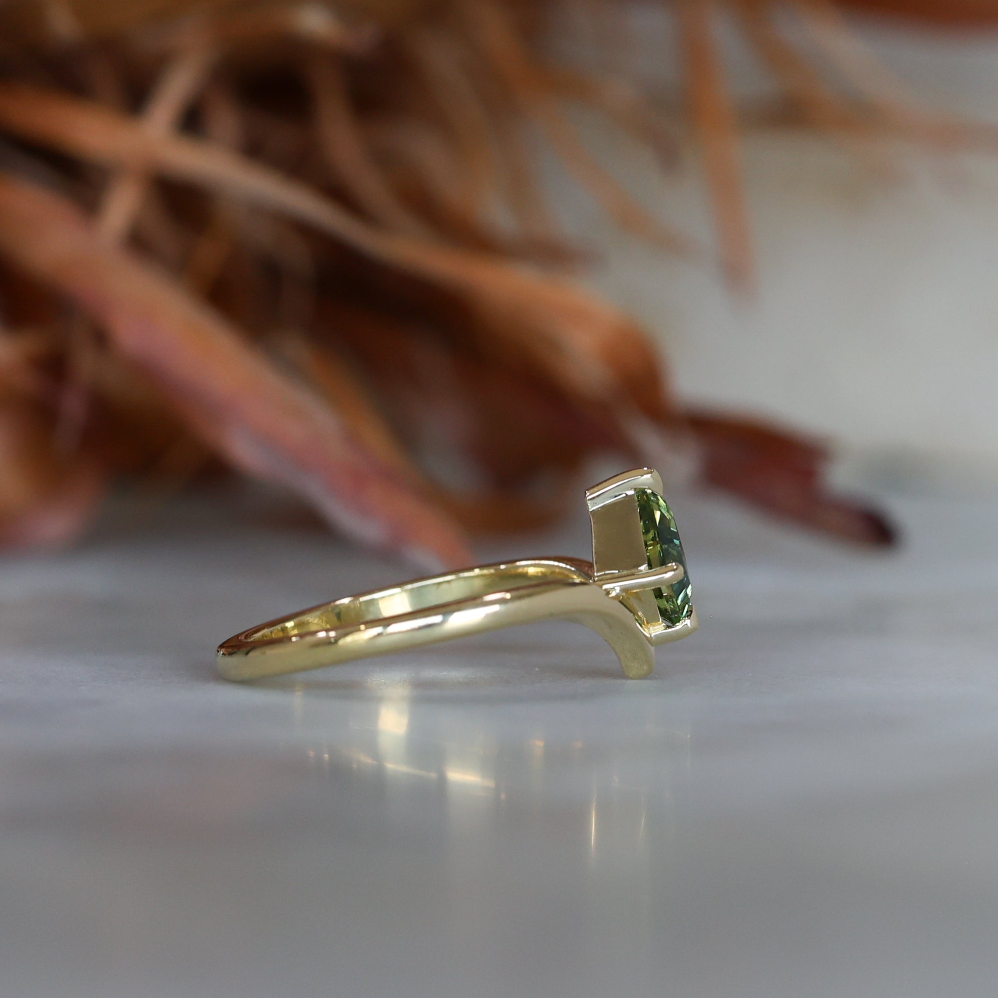 0.80ct Kite cut australian parti sapphire engagement ring side